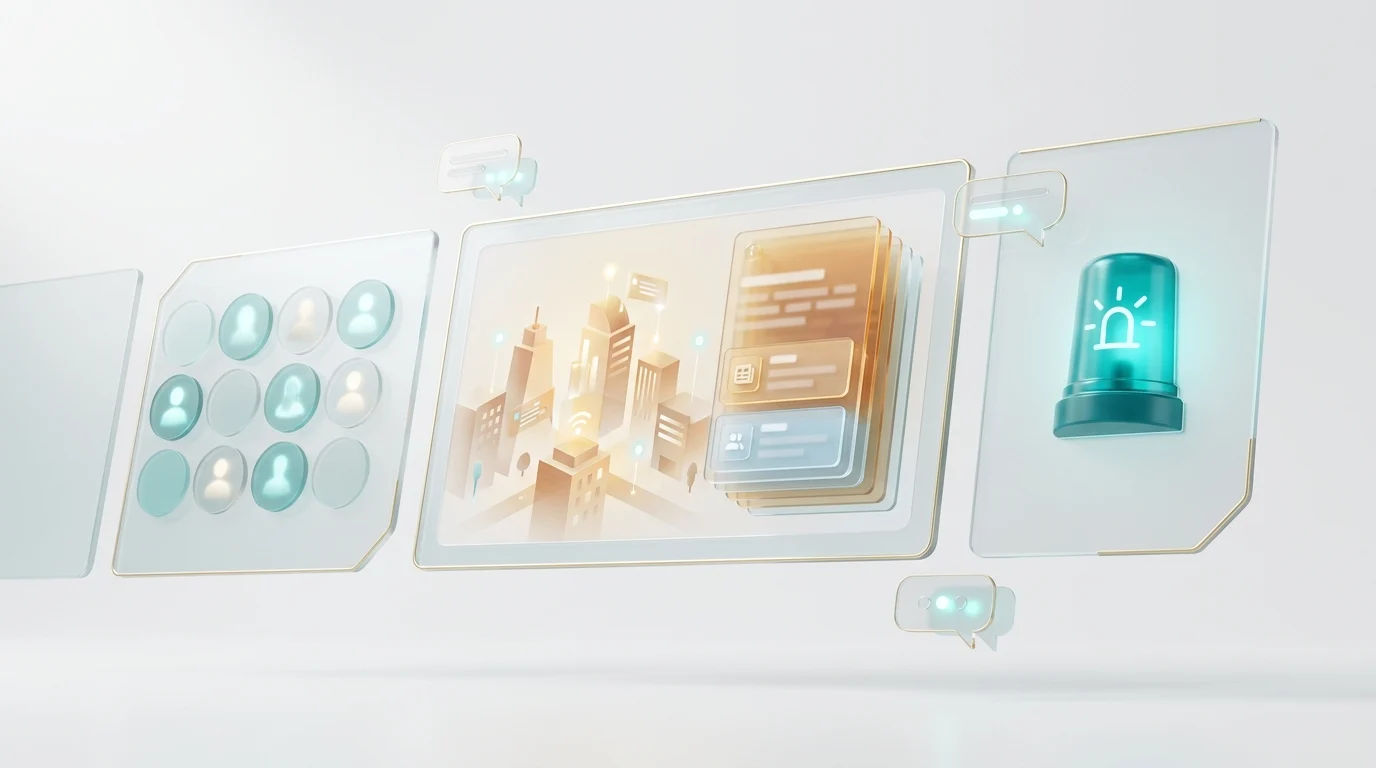 Abstract scene of the CAQA Intranet town square brand visual
